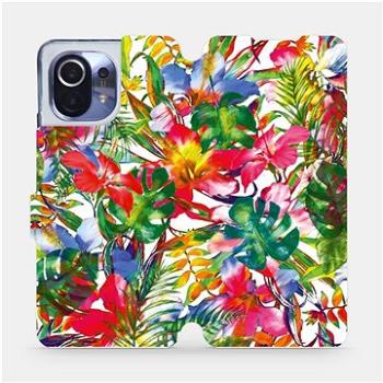 Flipové pouzdro na mobil Xiaomi Mi 11 - MG07S Pestrobarevné květy a listy (5903516622061)