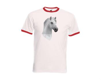 Pánské tričko s kontrastními lemy Kůň z polygonů