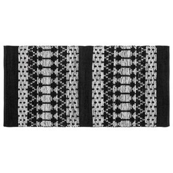 Kožený koberec 80 x 150 cm černý/béžový SOKUN, 181570 (beliani_181570)