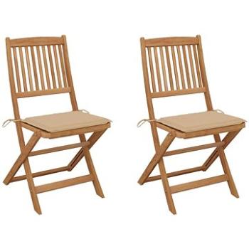 Skládací zahradní židle s poduškami 2 ks masivní akáciové dřevo, 3064647 (3064647)