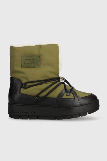 Sněhule Tommy Hilfiger TOMMY ESSENTIAL SNOWBOOT zelená barva, FW0FW07504