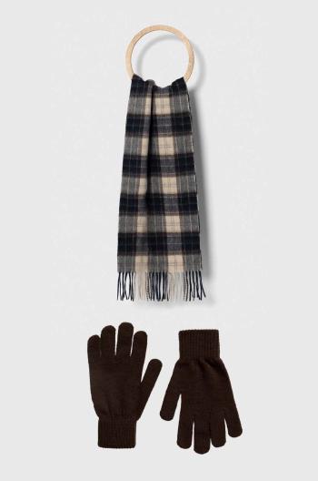 Šátek a rukavice Barbour Tartan Scarf & Glove Gift Set hnědá barva, MGS0018