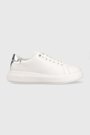 Kožené sneakers boty Calvin Klein Hw0hw01517 Raised Cupsole Lace Up bílá barva