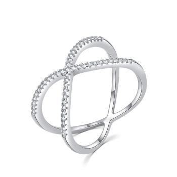 MOISS Minimalistický dvojitý prsten ze stříbra se zirkony R00021 51 mm