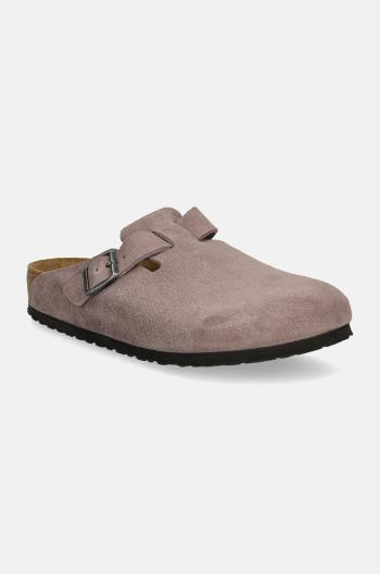 Semišové pantofle Birkenstock Boston pánské, fialová barva, 1028363