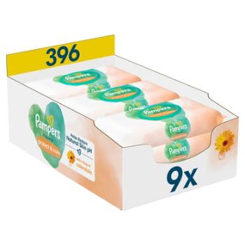 Pampers Harmonie Protect & Care měsíčkové vlhčené ubrousky, 396 ubrousků (9 x 44 ks)