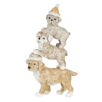 Vánoční dekorativní soška psů s čepicemi - 10*4*18 cm 6PR4646