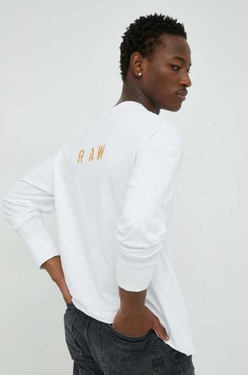 Bavlněné tričko s dlouhým rukávem G-Star Raw bílá barva, s aplikací