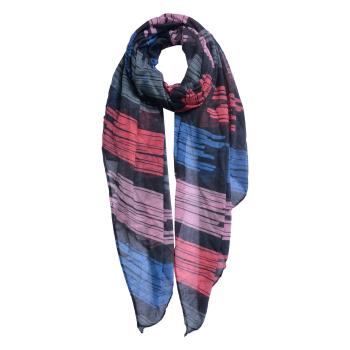 Tmavě šedý šátek s barevnými pruhy - 80*180 cm MLSC0482G