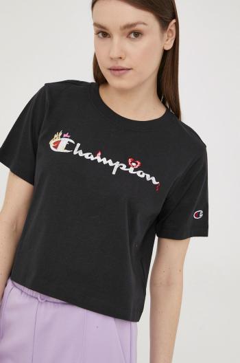 Bavlněné tričko Champion 115045 černá barva