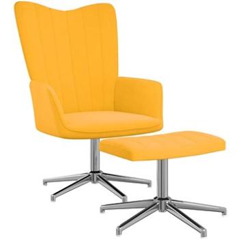 Relaxační křeslo se stoličkou hořčicově žluté samet, 327739 (327739)