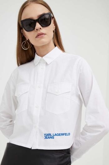 Košile Karl Lagerfeld Jeans bílá barva, regular, s klasickým límcem