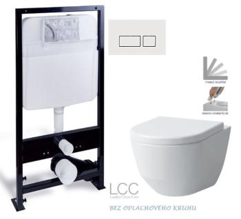 PRIM předstěnový instalační systém s bílým  tlačítkem  20/0042 + WC LAUFEN PRO LCC RIMLESS + SEDÁTKO PRIM_20/0026 42 LP2