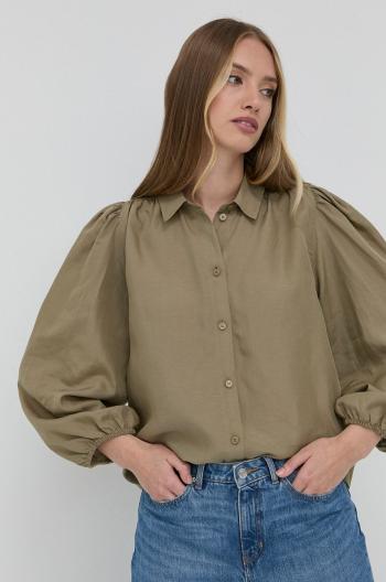 Košile Samsoe Samsoe dámská, béžová barva, relaxed, s klasickým límcem