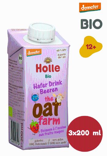 Holle Bio ovesný nápoj s jahodami a borůvkami 3 x 200 ml