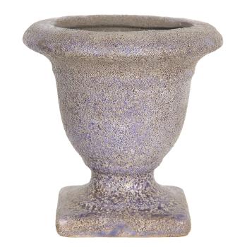 Fialový keramický květináč s patinou v antickém stylu Tasse – Ø 12*12 cm 6CE1224