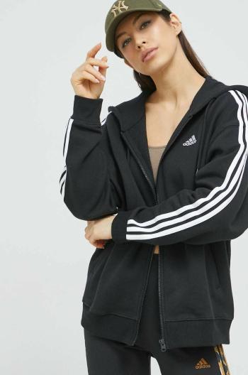 Mikina adidas dámská, černá barva, s kapucí, s aplikací, IC8782