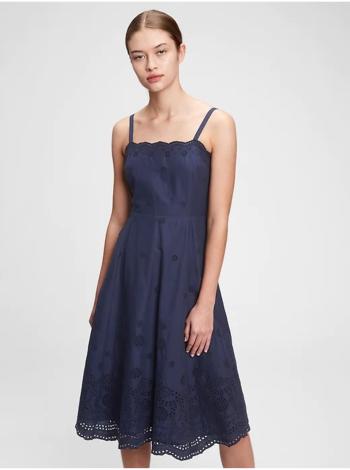 Modré dámské šaty squareneck eyelet midi dress