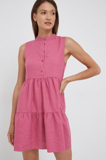Plátěné šaty Sisley fialová barva, mini