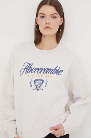 Mikina Abercrombie & Fitch dámská, béžová barva, s potiskem