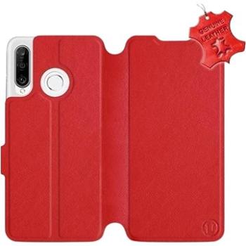 Flip pouzdro na mobil Huawei P30 Lite - Červené - kožené -   Red Leather (5903226897827)