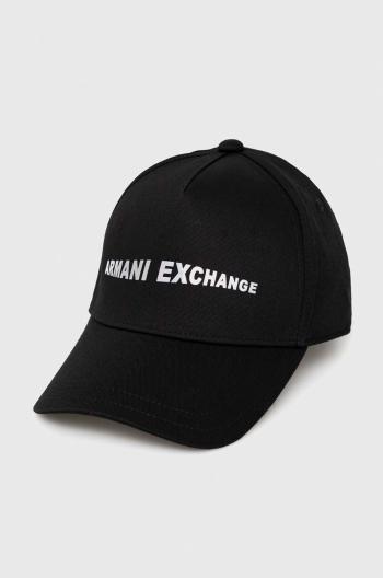 Bavlněná baseballová čepice Armani Exchange černá barva, s potiskem