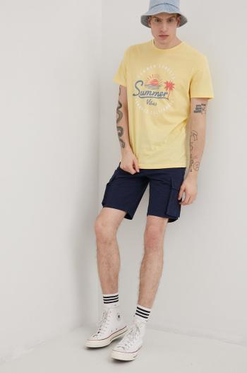 Bavlněné tričko Produkt by Jack & Jones béžová barva, s potiskem