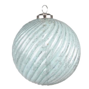 Tyrkysová antik vánoční skleněná ozdoba koule XL - Ø15*15 cm 6GL3742