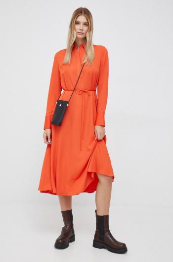 Šaty Calvin Klein oranžová barva, midi