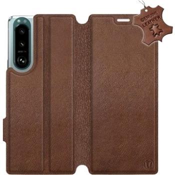 Kožené flip pouzdro na mobil Sony Xperia 5 III - Hnědé -  Brown Leather (5903516744688)