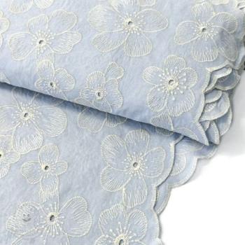 Bavlněná látka Emilia light blue 2-side border