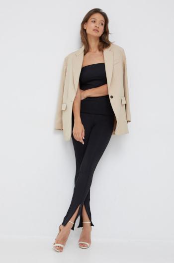 Kalhoty Calvin Klein dámské, černá barva, přiléhavé, medium waist
