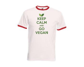 Pánské tričko s kontrastními lemy Keep calm and Go Vegan