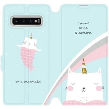 Flipové pouzdro na mobil Samsung Galaxy S10 - MH11S Kočička - I want to be a catcorn or a marmaid (5903226812028)