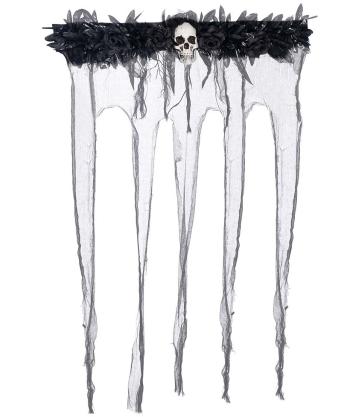 Guirca Visící dekorace - Černý závěs s lebkou 80 x 120 cm