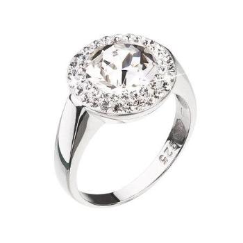 Stříbrný prsten s krystaly Swarovski kulatý bílý 35026.1, Bílá, 52