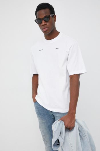Bavlněné tričko G-Star Raw bílá barva, hladký