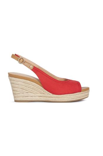 Sandály Geox dámské, červená barva, na klínku