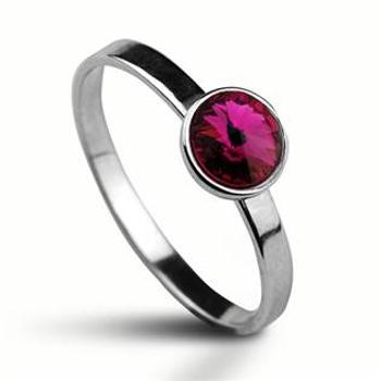 NUBIS® Stříbrný prsten s kamenem Crystals from Swarovski®, barva: FUCHSIA - velikost 53 - CS5940-F-53