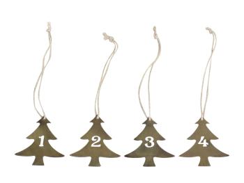 Bronzové antik kovové vánoční stromky s čísly 1-4 na svíčky - 5*6cm 52024-13