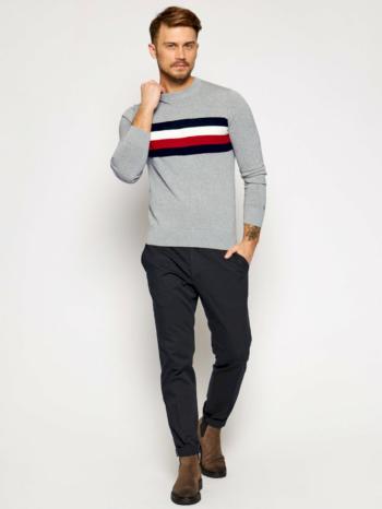 Tommy Hilfiger pánský šedý svetr Global Stripe - M (PG5)