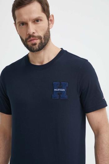 Bavlněné tričko Tommy Hilfiger tmavomodrá barva, s aplikací, MW0MW34436