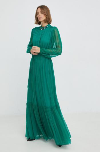 Hedvábné šaty Nissa zelená barva, maxi