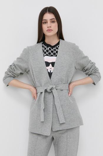 Sako Karl Lagerfeld šedá barva, bez zapínání, melanžová