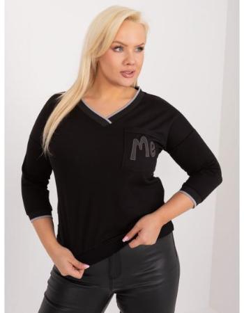 Dámská halenka plus size s kapsičkou černá