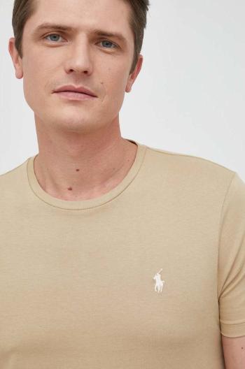 Bavlněné tričko Polo Ralph Lauren béžová barva