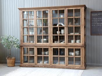 Přírodní antik dřevěná skříň / vitrína s policemi Frances - 220*55*195cm 40203-00