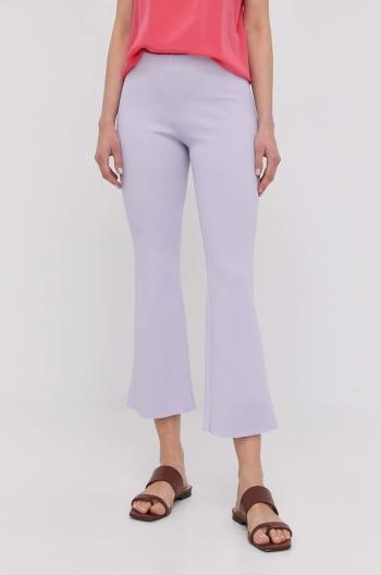 Kalhoty Liviana Conti dámské, fialová barva, zvony, high waist