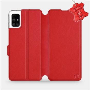 Flipové pouzdro na mobil Samsung Galaxy M51 - Červené - kožené -   Red Leather (5903516365777)