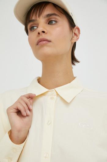 Bavlněné tričko Résumé béžová barva, relaxed, s klasickým límcem